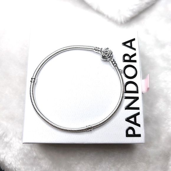 PANDORA Moments Rose Clasp Snake Chain Bracelet (20cm/7.9”|fit wrist 7.1”) w/box - Picture 5 of 7